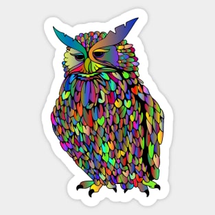 Owl Colorful Feather Sticker